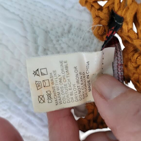 Rust Yellow Crochet Blouse Tunic Top Boho Festival Western Cowgirl SM - Picture 6 of 11